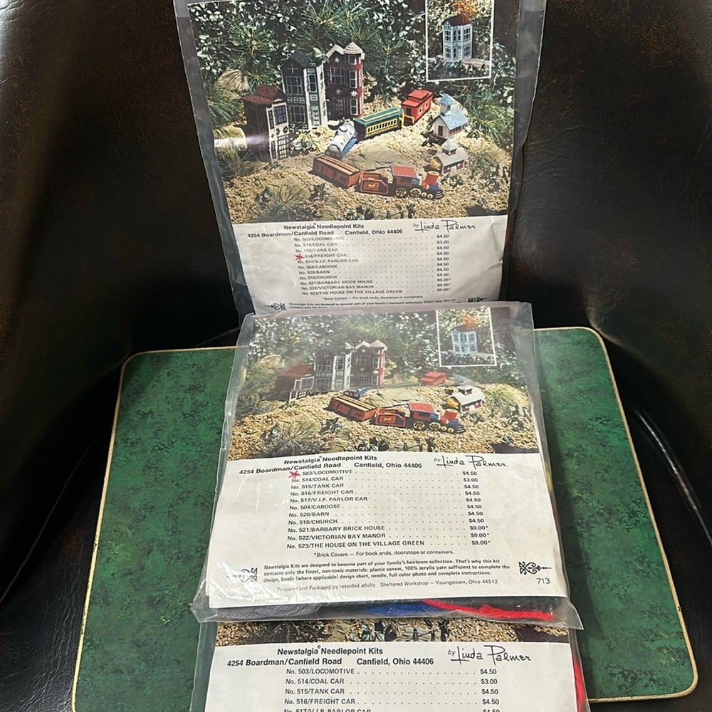 Newstalgia Needlepoint Kits Locomotive/Freight Car/Coal Car/Caboose-Bundle1980’s - Picture 2 of 10